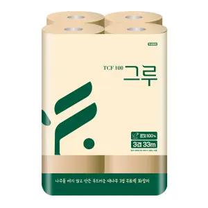 그루 뱀부 천연펄프 화장지 33M 12롤 /대나무100% 먼지날림NO