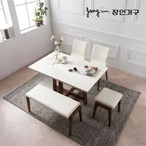 [장인가구]아마르 대리석 4인 식탁세트 (혼합형, 스툴포함)