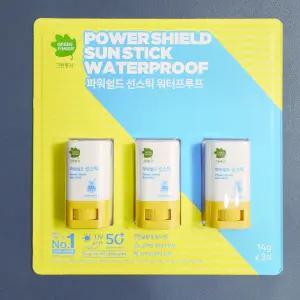 그린핑거 파워쉴드 선스틱 워터프루프 14g 3개 /여름/물놀이/자외선차단/선스틱/어린이/가족/여름필수품