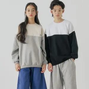 아동 주니어 남아 여아 초등 중등 데일리 배색 티셔츠 투톤 맨투맨