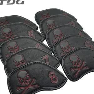 골프 헤드 커버 스컬 데스 세트 골프 아이언 커버 남자 가죽 액세서리 캐디 용품 소품 필드