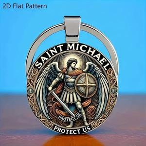 성미카엘 대천사 악마를 물리치는 템플러 열쇠고리, 세련된 십자가 키링, 종교적 상징적인 액세서리, 완벽