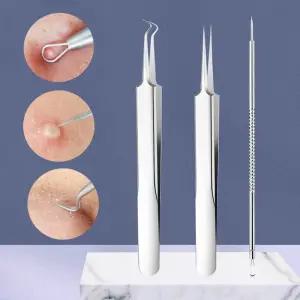[3P] 피지 여드름 제거 압출 압출기 블랙헤드 뾰루지 바늘 짜는 도구 얼굴 눈 코 핀셋 집게 족집게