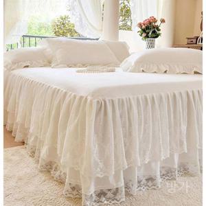 침대레이스커버 스커트 코튼 세트 사계절 레이스 냉감 라지킹 패드 공주방 밴딩 진그레이
