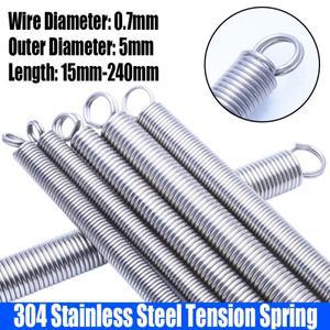 1-10PCS 0.7mm 와이어 직경 304 스텐 O 링 후크 연장 스프링 인장 코일 듀얼 L = 15-240mm