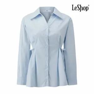 [르샵] 트임 카라넥 사이드 리본 버튼 블라우스 (BQ3BL008A)