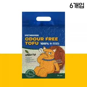 페스룸 오도어 프리 두부 모래 (녹차_6개입) 프리미엄 고양이모래