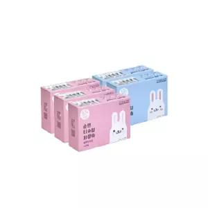 화이트래빗 티슈형 플레인타입 홀타입 믹스 화장솜(100매x5박스) 중 택 1