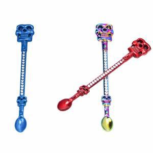 91mm 해골 모양의 유령 머리 다이아몬드 금속 숟가락 향신료 음식 분말 측정 주방을위한 작은 삽