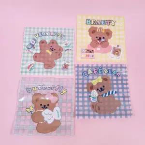 체크무늬 곰돌이 투명 지퍼백 선물포장 어린이집 유치원 답례품 소분용