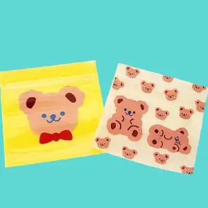귀여운 곰 캐릭터 투명 지퍼백 선물포장 어린이집 유치원 답례품 소분용