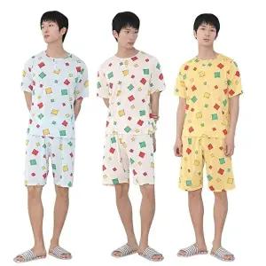 남성 쿨 냉감 아이스 누더기 잠옷 반팔 상하 세트 실내복 파자마 주니어 홈웨어 (HSJ-WFIV464)
