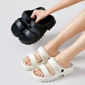 깔끔한 여성 슈즈 가벼운 무게 실내 실외 샌들 슬리퍼 사무실 쿠션 PVC 화장실 발편한