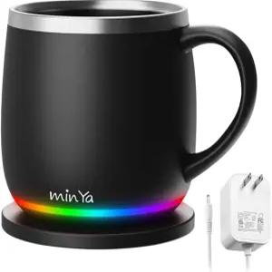 LED 온도 디스플레이가 있는 스마트 머그잔 - 사무실 및 가정용 커피 워머 애호가를 위한 완벽한 선물 블랙
