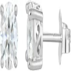 여성용 신라스 모이사 스터드 귀걸이 남성용 925 스털링 실버 저자극성 화이트 골드 도금 D 컬러 VVS1