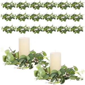 부활절 축제 홈 D Cor 실내 야외 결혼식 파티 액세서리를 위한 20개 장식용 양초 화환 작은 유칼립투스