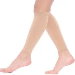 여성 남성용 종아리 압박 소매 - 축구 사이클링을 위한 발 없는 양말 발가락 다리 스타킹