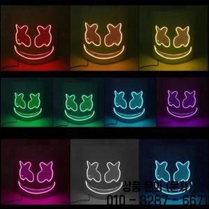 할로윈 라이트 업 마스크 풀 페이스 LED 네온 마시멜로 헤드기어 야광 DJ 음악 축제 소품 코스프레 레이브