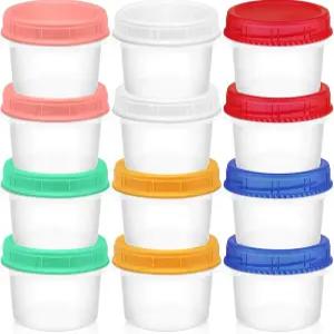 뚜껑에 나사가 달린 ISUSER 12 팩 냉동 용기 8온스 쌓을 수 있는 재사용 가능한 식품 저장 음식 소스 젤리