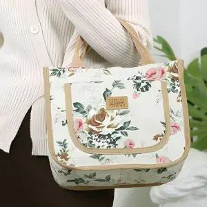 WL (BBT4) 꽃 패턴 가벼운 미니 토트백 도시락 손가방 사각 텀블러백