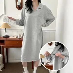 벨라마마 넥카라 롱 수유 임부복 원피스 hzd5+9Nvl