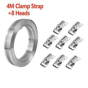 [호환품]304 스테인리스 스틸 400cm 호스 클램프 스트랩 (8개의 패스너 포함) 웜 조절식 기어 파이프 덕팅