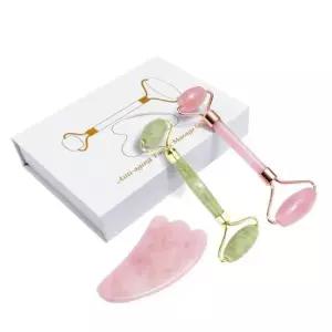 페이스롤러 경락 얼굴 리프팅 옥 마사지기 세트 2color DD-10808