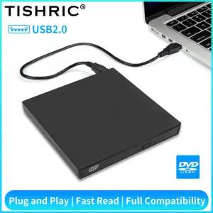 CD롬 플레이어 TISHRIC 휴대용 외부 DVD 드 USB20 슬림 CD ROM 디스크 리더 데스크탑 PC 노트북 태블릿