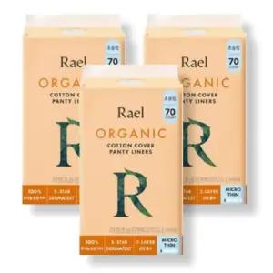 라엘 유기농 순면커버 초슬림 팬티라이너, 70개입, 3팩