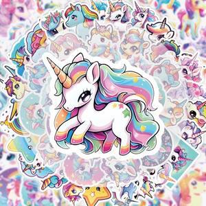 50개의 유니콘 스티커, 생생한 및 데칼, 중복 없는 다양한 물병, 노트북, 여행가방, 스케이트보드, 파티 장