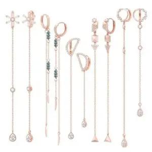 기본귀걸이 금침 로즈골드 롱 체인 드롭 원터치링 귀걸이 14K