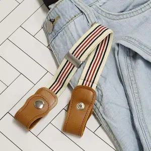 [셀러에이드]무압박 패턴 프리 스트라이프 노버클 벨트