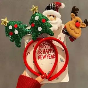 크리스마스 코스듐 머리띠 루돌프 산타 사슴뿔 트리 리본 파티 헤어밴드 소품 헤어