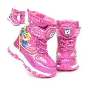 뽀로로 하트 발광 부츠 캐릭터 여아동 방한 털신 스키