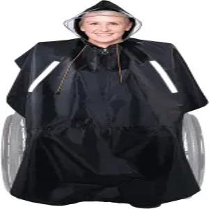 릴레데사 반투명 후드와 방수 지퍼가 달린 300D 휠체어 폰초 레인 케이프 커버