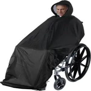후드 재사용 가능한 커버가 있는 ANYOO 휠체어 방수 폰초 성인에게 완벽한 가벼운 망토