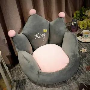 등받이 방석 의자 극세사 귀여운 푹신한 바닥 일체형 쿠션 왕관 겨울 두꺼