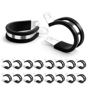 10pcs 케이블 클램프 304 스테인레스 스틸 고무 쿠션 절연 와이어 라인 튜브 파이프 고정 브래킷 금속 클립