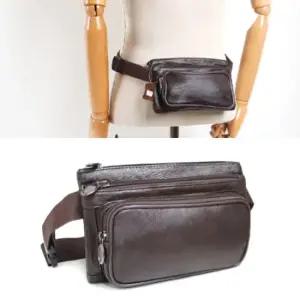 남성 가죽 크로스백 허리색 바디백 힙색 브라운 가방 남자웨이스트백 여행용힙색