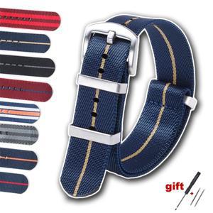 하이 퀄리티 나일론 시계 스트랩  그린 밴드 밀리터리 캐주얼 육군 스포츠 팔찌 교체 벨트 18mm 20mm 22mm