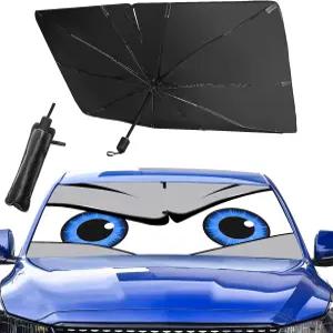 업그레이드된 자동차 앞유리 선섀도 우산 블록 자외선 및 태양열 보호를 위한 접이식 57인치 X31