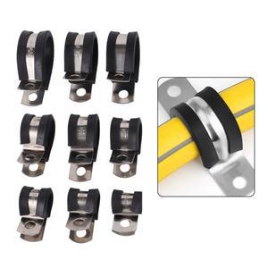 10개 고무 라이닝 P 클립 배선 호스 클램프 파이프 케이블 장착 고정 패스너 하드웨어 전기 피팅 수도관 브래킷