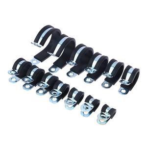 2pcs 스테인레스 스틸 고무 라이닝 P 클립 케이블 장착 호스 파이프 클램프 R 유형 고정