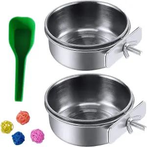 캐서린 앵무새 먹이 접시 컵 스테인리스 스틸 버드 푸드 볼 잉꼬 새 모이통 케이지 장난감 코카티엘 마카우