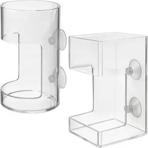 거북이 새우 베타 먹이를 위한 흡입 컵 원형 및 정사각형 물고기 먹이통 홀더 디스펜서가 있는 지저분한