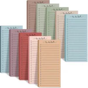 Censen 10 팩 500매씩 할 일 목록 노트 체크리스트 메모장 날짜가 지정되지 않은 색상 블록 쇼핑 주간 계획