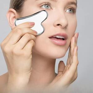 스테인레스 스틸 페이셜 GuaSha 스크래핑 페이스 케어 리프팅 마사지 도구 링클 스킨 냉각 셀룰 라이트