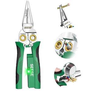[미국배송] SEESE 8-IN-1 와이어 스트리퍼 플라이어: 소형 휴대용 다기능 전기 공구 - 회로 수리 콘센트 설치 및 전문적인 사용을 위한 스트리핑/와이어 절단/와이어 크림핑