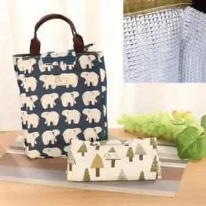 접이식 린넨 방수 에코백 보온 보냉 가방 도시락 가방 도시락가방 보냉도시락가방