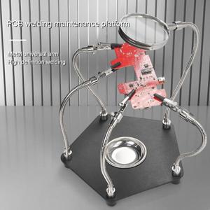 확대경 납땜 클램프 스테이션, PCB 회로 기판 거치대, 유연한 금속 와이어 클립